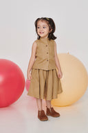 Husk Girls Band Collar Top And Gathered Skirt Set