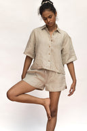 Undyed Linen Women's Half Sleeves Shirt On Sale