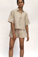 Undyed Linen Women's Shorts Set - Sale
