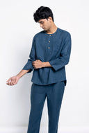 Indigo Linen Men's Short Kurta