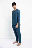 Indigo Linen Men's Short Kurta
