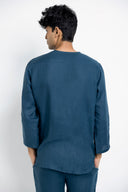 Indigo Linen Men's Short Kurta