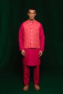 Coral Linen Nehru Jacket - Sale