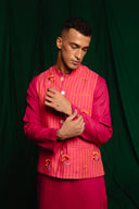 Coral Linen Nehru Jacket - Sale
