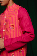 Coral Linen Nehru Jacket - Sale
