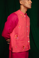 Coral Linen Nehru Jacket - Sale