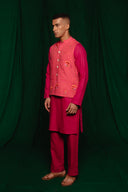 Coral Linen Nehru Jacket - Sale