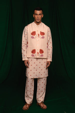 Wildflower Linen Nehru Jacket