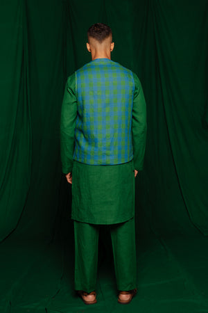 Forest Linen Nehru Jacket