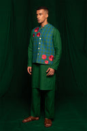 Forest Linen Nehru Jacket