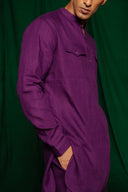 Violet Linen Saif Kurta Set