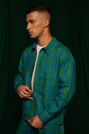 Forest Linen Bomber Jacket