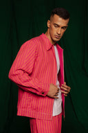 Coral Linen Men's Bomber Jacket