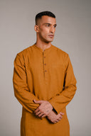 Olive Co-Linen Men's Classic Kurta - Sale