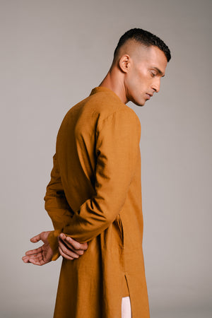 Olive Co-Linen Men's Kurta