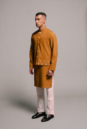 Olive Co-Linen Men's Nehru Jacket