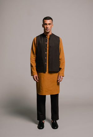 Carbon Co-Linen Men's Nehru Jacket