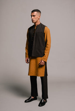 Carbon Co-Linen Men's Nehru Jacket