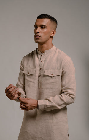 Undyed Linen Men's Saif Kurta Set