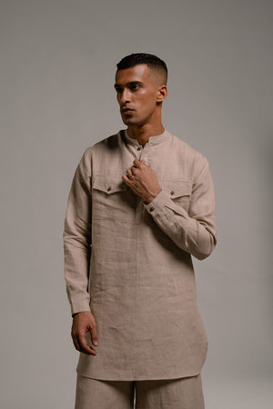 Undyed Linen Men's Saif Kurta Set