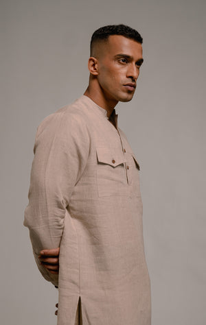 Undyed Linen Men's Saif Kurta Set