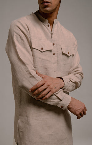 Undyed Linen Men's Saif Kurta Set