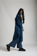 Indigo Linen Shirt Dress - Sale
