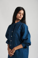 Indigo Linen Shirt Dress - Sale