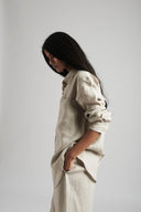 Undyed Linen Oversized Pocket Shirt - Sale