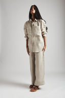 Undyed Linen Oversized Pocket Shirt - Sale