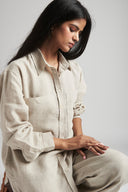 Undyed Linen Oversized Pocket Shirt - Sale