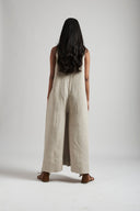 Undyed Linen Flared Jumpsuit On Sale