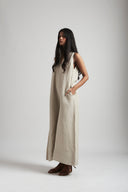 Undyed Linen Flared Jumpsuit On Sale