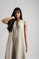 Undyed Linen Flared Jumpsuit On Sale