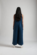 Indigo Linen Flared Jumpsuit