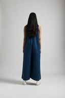 Indigo Linen Flared Jumpsuit - Sale