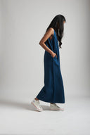 Indigo Linen Flared Jumpsuit - Sale