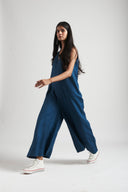 Indigo Linen Flared Jumpsuit - Sale