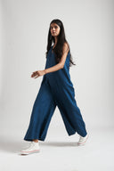 Indigo Linen Flared Jumpsuit