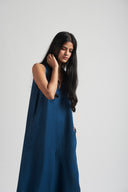 Indigo Linen Flared Jumpsuit - Sale