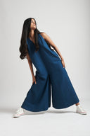 Indigo Linen Flared Jumpsuit - Sale