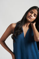 Indigo Linen Flared Jumpsuit - Sale