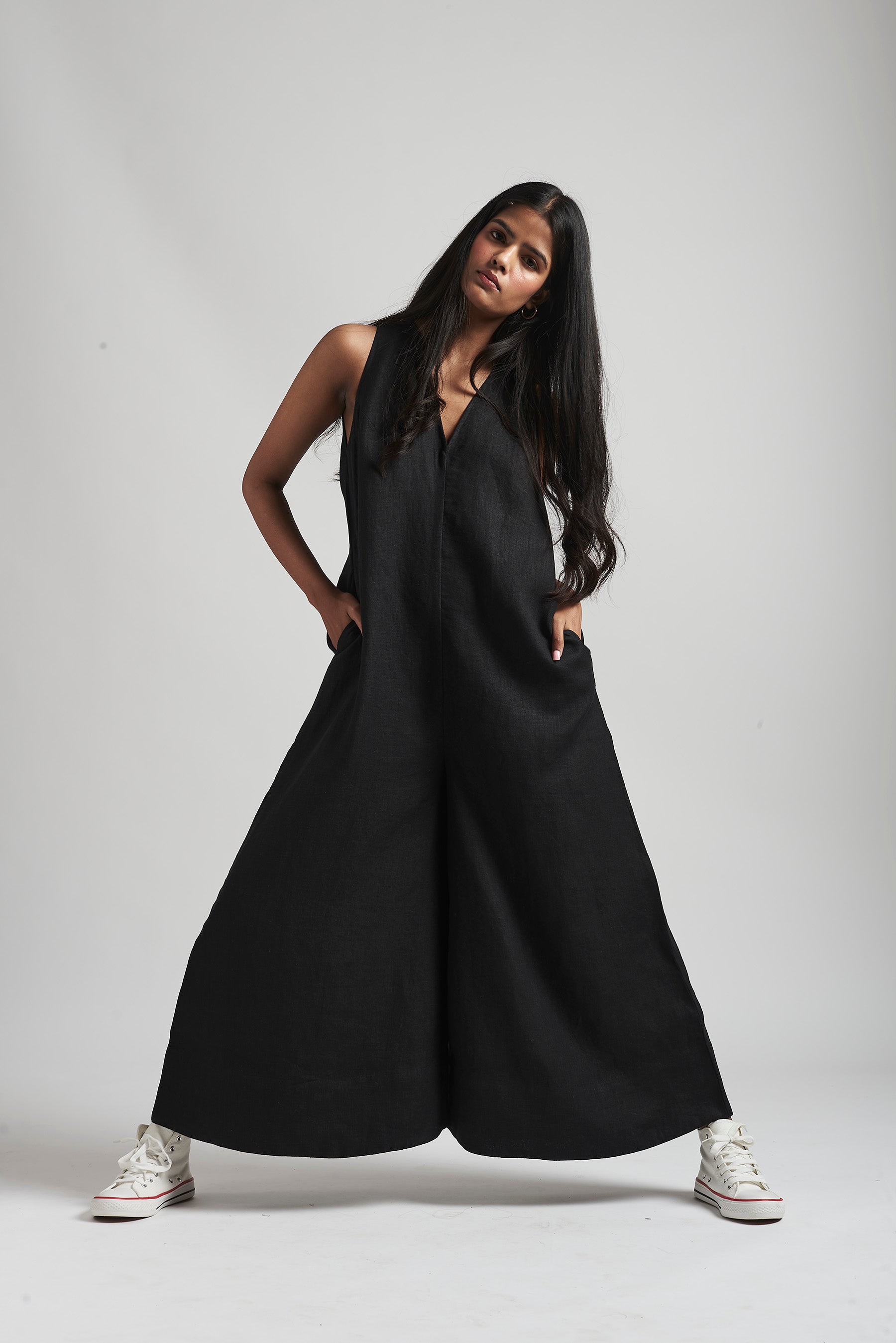 Kohl Linen Flared Jumpsuit Saphed