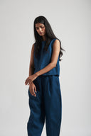 Indigo Linen Lounge Overlay Set