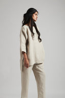Undyed Linen Pleated Pants - Sale
