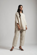 Undyed Linen Short Kurta Set On Sale