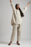 Undyed Linen Pleated Pants - Sale