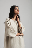 Undyed Linen Short Kurta Set On Sale