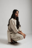 Undyed Linen Short Kurta Set On Sale