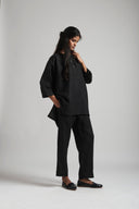 Kohl Linen Short Kurta Set On Sale